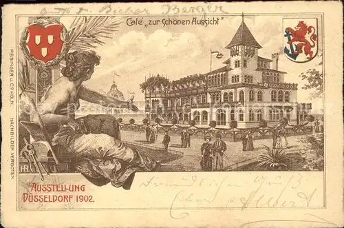 Ausstellung Industrie Gewerbe Kunst Duesseldorf 1902  Cafe zur schoenen Aussicht  Kat. Duesseldorf