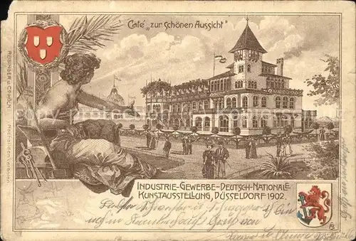 Ausstellung Industrie Gewerbe Kunst Duesseldorf 1902  Cafe Zur schoenen Aussicht  Kat. Duesseldorf