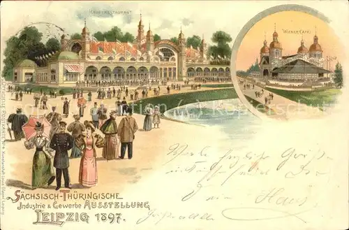 Ausstellung Industrie Gewerbe Leipzig 1897 Nr.4 Wiener Cafe Hauptrestaurant  Kat. Leipzig