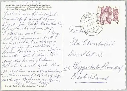 Reichenbach Kandertal BE Reichenbach Kandertal [Stempelabschalg] Oberes Kiental x / Reichenbach Kandertal /Bz. Frutigen