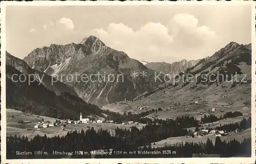 Riezlern Kleinwalsertal Vorarlberg Panorama mit Hirschegg Mittelberg Widderstein Kat. Mittelberg