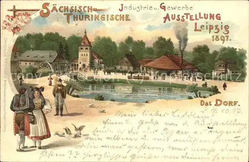 Ausstellung Industrie Gewerbe Leipzig 1897 Nr.12 Tracht Das Dorf Thueringisch Saechsisch Kat. Leipzig