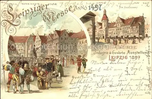 Ausstellung Industrie Gewerbe Leipzig 1897 Nr.6 Auerbachs Hof Naschmarkt Tracht Kat. Leipzig