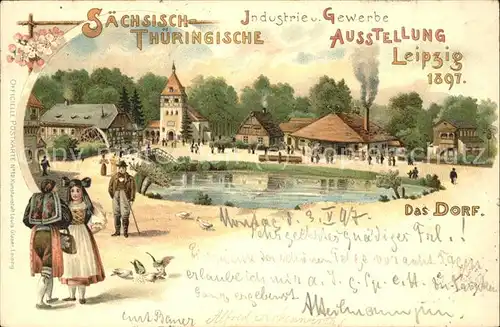 Ausstellung Industrie Gewerbe Leipzig 1897 Nr. 12 das Dorf Tracht  Kat. Leipzig