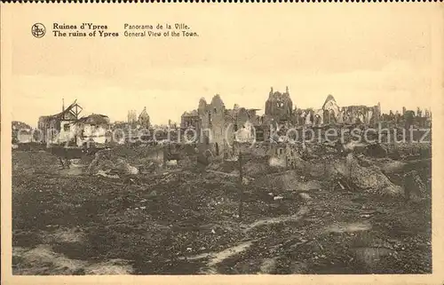 Ypres Ypern West Vlaanderen Panorama de la Ville Ruines Kat. 