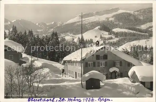 Riezlern Kleinwalsertal Vorarlberg oesterreichisches Grenzwirtshaus Walserschanz im Winter Kat. Mittelberg