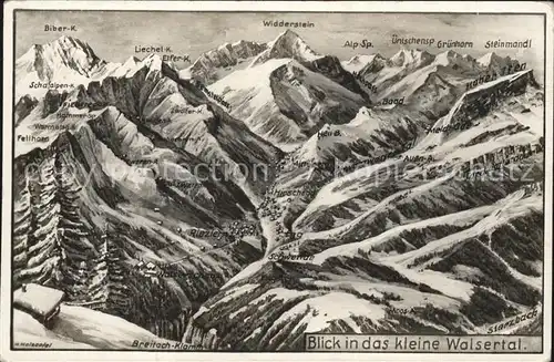 Riezlern Kleinwalsertal Vorarlberg Blick ins Kleine Walsertal Alpenpanorama Panoramakarte Nr. 84 Kat. Mittelberg