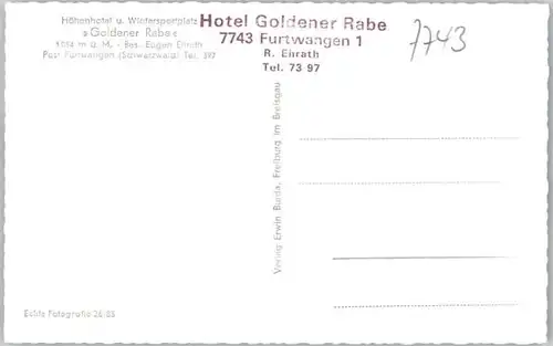 Furtwangen Hotel Goldener Rabe * / Furtwangen im Schwarzwald /Schwarzwald-Baar-Kreis LKR