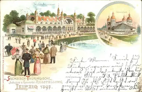 Ausstellung Industrie Gewerbe Leipzig 1897 Wiener Cafe Hauptrestaurant  Kat. Leipzig