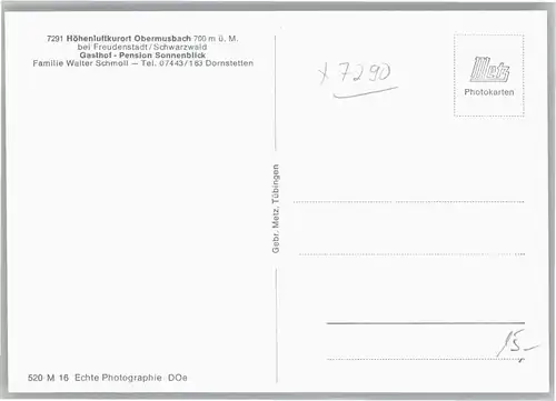 Obermusbach Freudenstadt Obermusbach Pension Sonnenblick * / Freudenstadt /Freudenstadt LKR