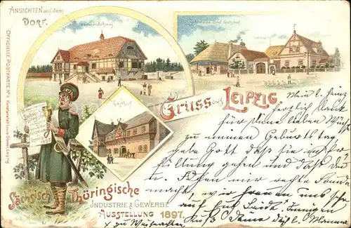 Ausstellung Industrie Gewerbe Leipzig 1897 Schmiede Gutshof Gemeindehaus Kat. Leipzig