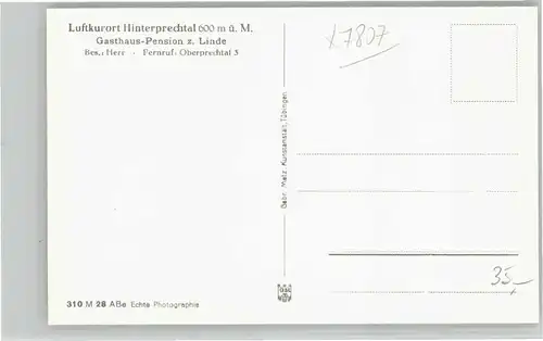 Hinterprechtal Pension Zur Linde * / Elzach /Emmendingen LKR