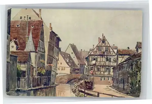 Ulm Donau Alt Ulm nach einem Original Aquarell von J. Marschall * / Ulm /Alb-Donau-Kreis LKR