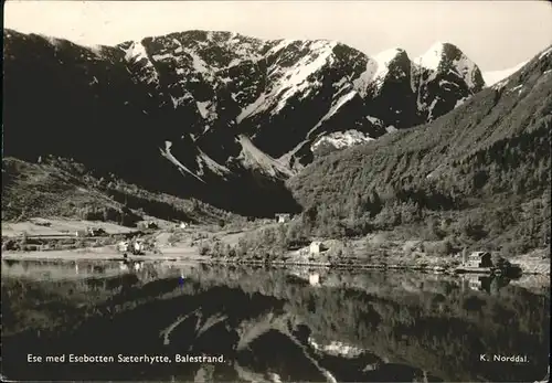 Balestrand Ese med Esebotten Saeterhytte Fjord Gebirgspanorama