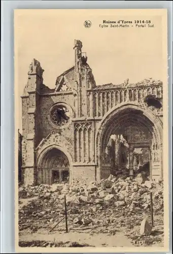 Ypres Ypern West Vlaanderen Ypres Ruines Eglise Saint-Martin * /  /