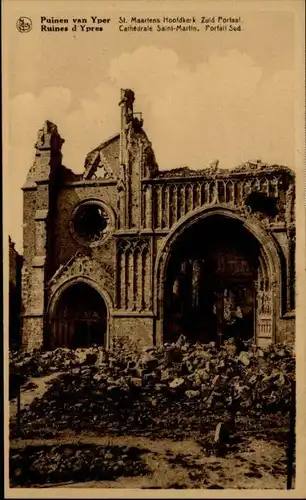 Yper Yper Ypres Ruine Puinen St. Maartens Hoofdkerk Cathedrale Saint-Martin * /  /