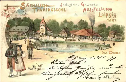 Ausstellung Industrie Gewerbe Leipzig 1897 Nr.11 Das Dorf Tracht Kat. Leipzig