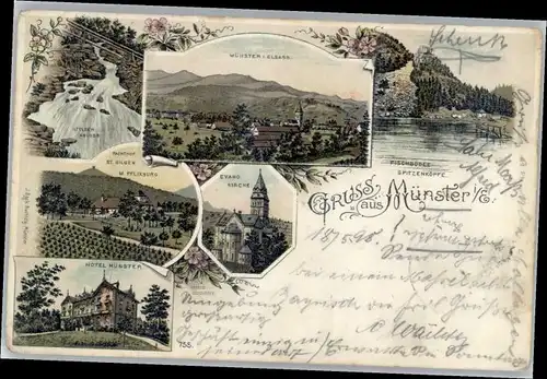 Munster Haut Rhin Elsass Muenster Elsass Pachthof St. Gilgen Hotel Muenster Kirche  x / Munster /Arrond. de Colmar