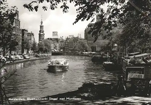 Amsterdam Niederlande Bloemenmarkt Singel met Munttoren Singel Muenzturm Blumenmarkt Kat. Amsterdam