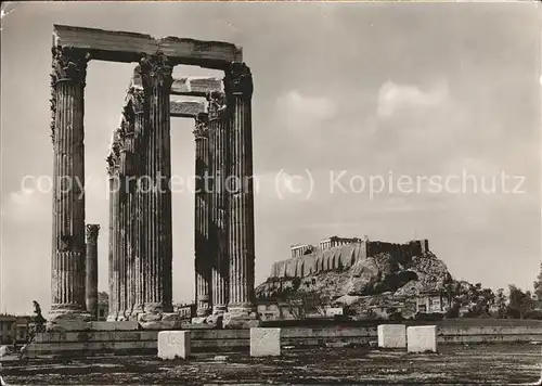 Athen Griechenland The Olympleum Columns beyond the Akropolis Kat. 