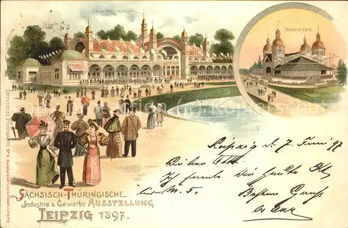 Ausstellung Industrie Gewerbe Leipzig 1897 Nr.4 Wiener Cafe Hauptrestaurant Kat. Leipzig