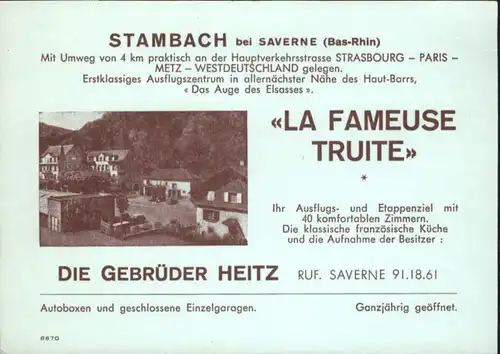 Stambach Bas Rhin Fameuse Truite * / Zabern /Arrond. de Saverne