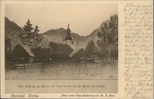 Giersdorf Opolnica Kirche nach einer Radierung von Dr. P. Aust x / Opolnica /Zabkowice Slaskie