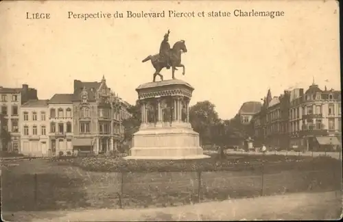 ws85204 Liege Luettich Liege Perspective du Boulevard Piercot Statue Charlemagne * Kategorie. Luettich Alte Ansichtskarten