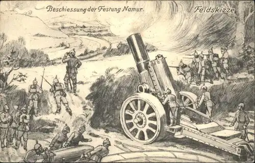 Namur Beschiessung der Festung Krieg Feldskizze *