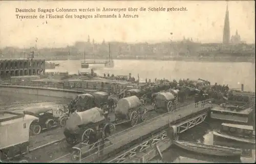 Antwerpen Deutsche Bagage Colonnen Soldaten x