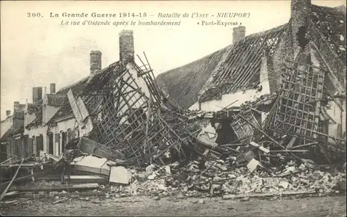 Nieuport la rue d'Ostende Zerstoerung *