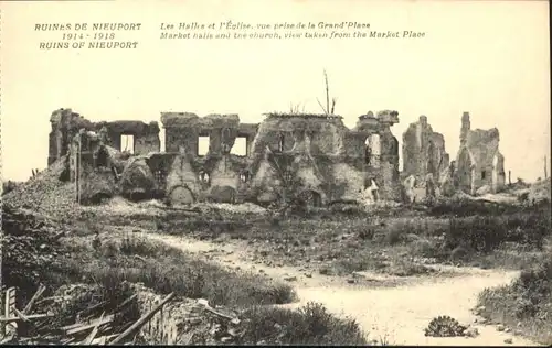 Nieuport Ruines Halles Eglise Grand Place Zerstoerung *