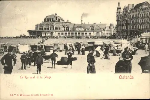 ws92598 Ostende Flandre Ostende Kursaal Plage x Kategorie.  Alte Ansichtskarten