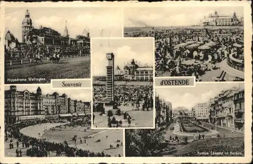 ws92614 Ostende Flandre Ostende Hippodrome Wellington Plage Kursaal Avenue Leopold x Kategorie.  Alte Ansichtskarten