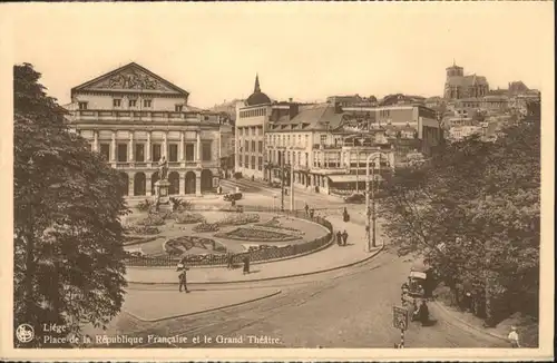 ws92655 Liege Luettich Liege Place Republique Francaise Grand Theatre * Kategorie. Luettich Alte Ansichtskarten