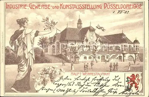 Ausstellung Industrie Gewerbe Kunst Duesseldorf 1902  Haupt Weinrestaurant Kat. Duesseldorf