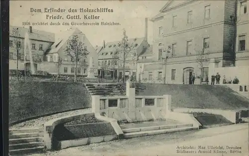 Hainichen Sachsen Denkmal Friedrich Gottlieb Keller Erfinder Holzschiffes x / Hainichen Sachsen /Mittelsachsen LKR