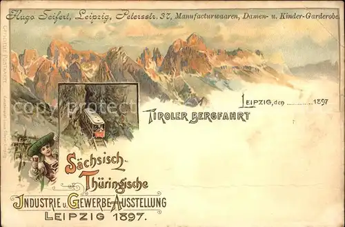 Ausstellung Industrie Gewerbe Leipzig 1897 Tiroler Bergfahrt Zahnradbahn  Kat. Leipzig