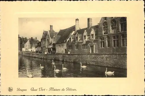 wb10352 Bruges Flandre Bruges Quai Vert Maison du Pelican * Kategorie.  Alte Ansichtskarten