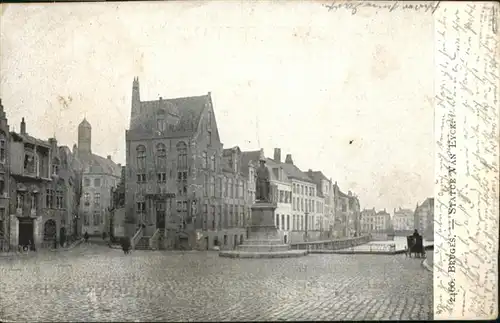 wb13761 Bruges Flandre Bruges Statue van Eyck * Kategorie.  Alte Ansichtskarten