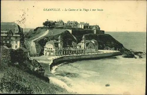 Granville Manche Le Casino et la Plage a mer haute / Granville /Arrond. d Avranches