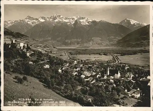 Sluderno Suedtirol Panorama Val di Venosta verso Ortler Kat. Schluderns Vinschgau