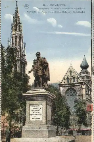 Antwerpen Anvers Place Verte Statue Rubens Cathedrale /  /