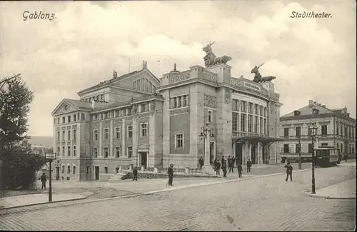 Gablonz Neisse Tschechien Stadttheater Strassenbahn / Jablonec nad nisou /