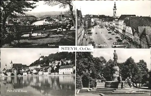 Steyr Enns Oberoesterreich Stadtplatz Werndl Denkmal  / Steyr /Steyr-Kirchdorf