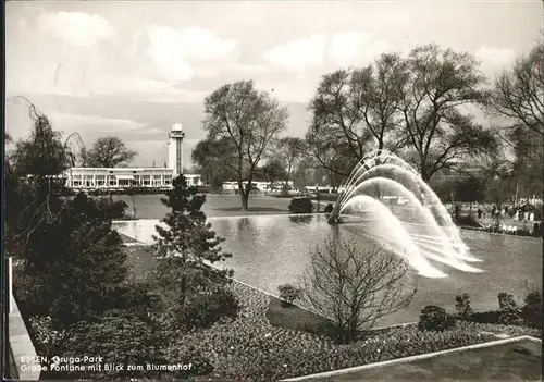 Essen Ruhr Gruga Park Blick zum Blumenhof Fontaene Bundesgartenschau / Essen /Essen Stadtkreis