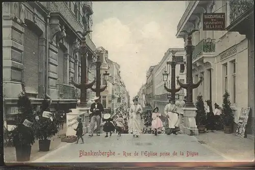 aw02228 Blankenberghe Rue de l`eglise de la Digue Kategorie.  Alte Ansichtskarten