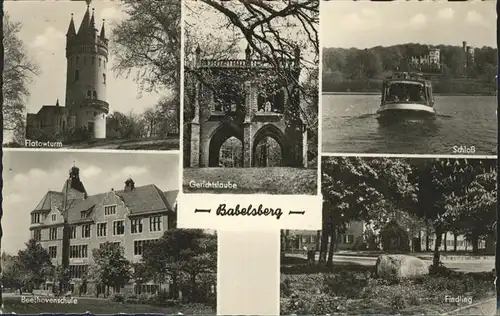 Babelsberg Gerichtslaube, Schloss, Findling, Beethovenschule / Potsdam /Potsdam Stadtkreis