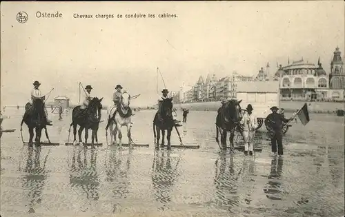 aw01417 Ostende Flandre Chevaux charges, Cabines, Pferde Kategorie.  Alte Ansichtskarten