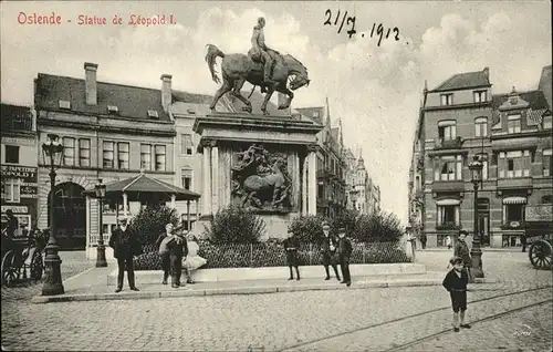 aw00863 Ostende Flandre Statue de Leopold I. Kategorie.  Alte Ansichtskarten